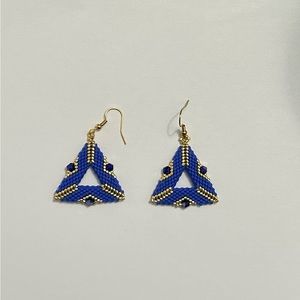 Handmade beaded triangle earrings with Swarovski crystal bicones